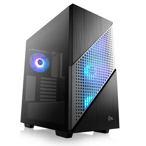 Gaming PC-Gehäuse ARGENTEUS - Midi-Tower, aRGB Beleuchtung (inkl. Steuerung), Glas-Seitenteil, vormontierte Lüfter, E-ATX, ATX, Micro-ATX, Mini-ITX, schwarz