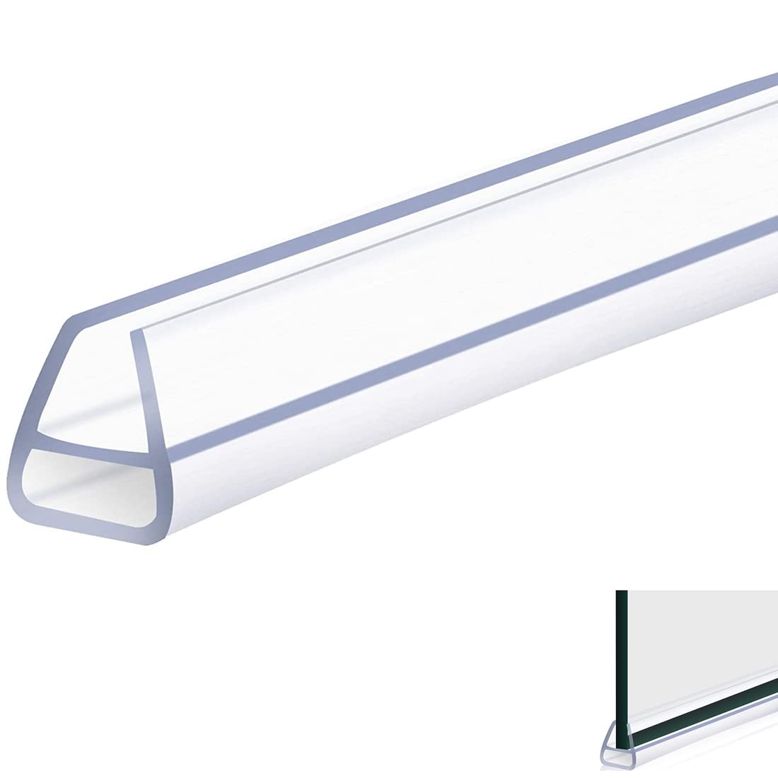Shower Screen Seal Strip,Shower Screen Seal Strip Curved Door for 6-12mm Shower Screen Seal Strip Replacement,Straight Curved Glass Bath Shower Door Seal, Soft Silicone Material (6 mm,u Type 300cm)