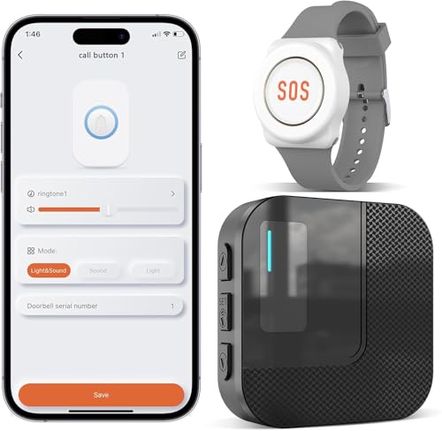 Daytech WiFi Tuya Avisador Personas Mayores,Boton Emergencia Ancianos,Boton Llamada Emergencia,Ideal para Seres Queridos Que Necesitan cuidados en casa (Negro 1-1)