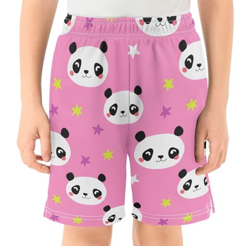 J JOYSAY Panda Star Pink Boys Athletic Shorts Kids Youth Casual Shotrs with Elastic Waistband Pockets2