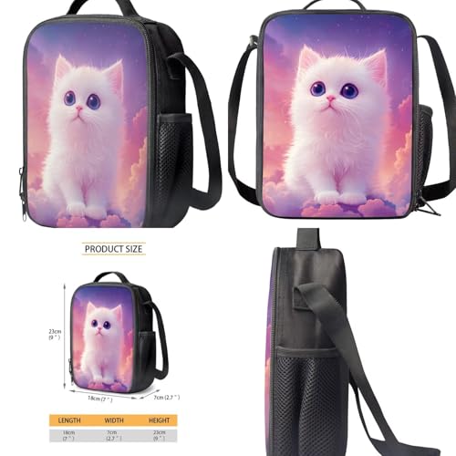 Gomyblomy Purple Space Cat Backpack for Girls 6-8 8-10 Lightweight 17 Inch Bookbag for Girls with Lunch Box Pencil Case Water Bottle Holder 4 in1 Set Kids School Bag for Elementary Satchel3