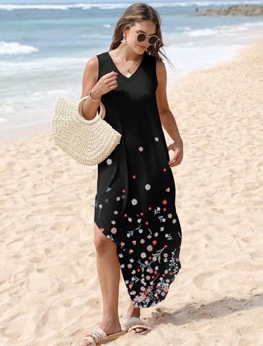Image of Sampeel Summer Dresses Maxi Dress Vacation Beach Sundresses 2025 with Pockets