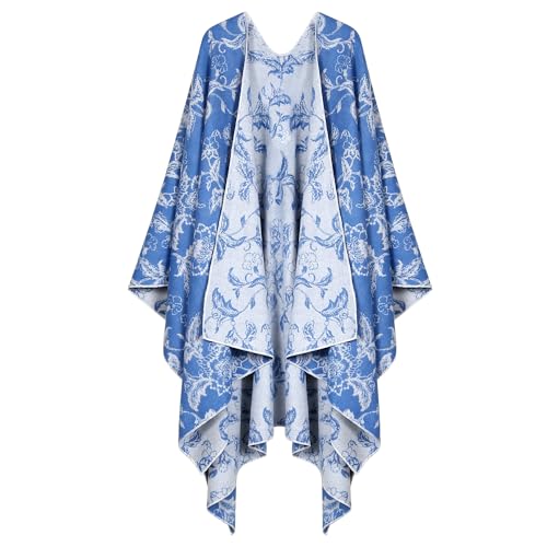Image of Womens Rhinestones Open Front Poncho Shawl Wrap Cape Ruana Travel Blanket Cardigan