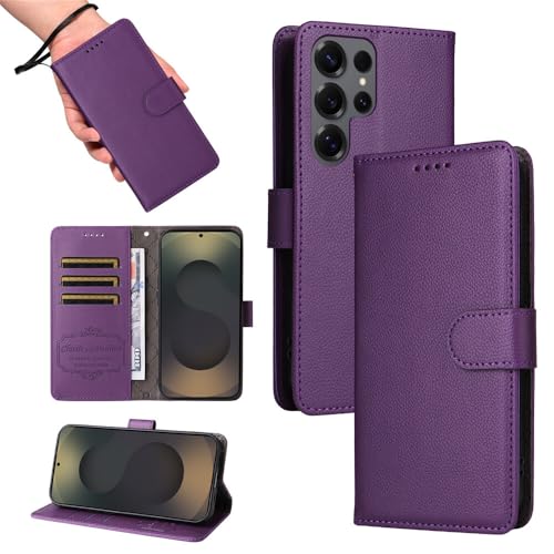 Étui en cuir pleine fleur pour Samsung A34 5G violet chic
