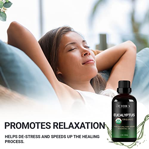 𝐎𝐑𝐆𝐀𝐍𝐈𝐂 Eucalyptus Essential Oil - 100% Pure Eucalyptus Oil For Diffuser, Humidifier, Sinus, Cold, And Aromatherapy - Natural Eucalyptus Oil For Skin, Hair, Scalp And Massage #TOP5
