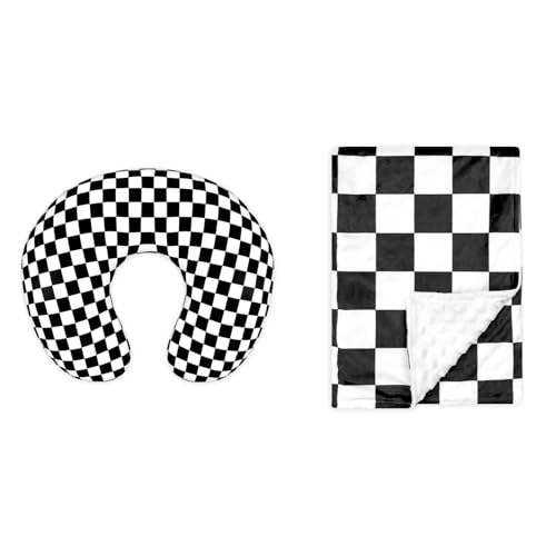 Image of Nursing Pillow Cover, Baby Blanket, Soft Warm Toddler Blanket for Girl and Boy, Black Checkered