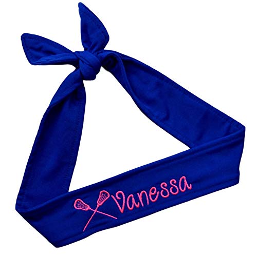 Lacrosse TIE Back Moisture Wicking Headband Personalized with The Embroidered Name of Your Choice Your Custom Colors