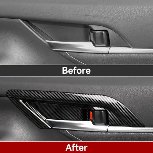 Image of 4PCS Inner Door Bowl Handle Trim Carbon Color ABS Sticker Decal Compatible with Toyota Camry XV70 2018 2019 2020 2021 2022 2023 2024 Accessories