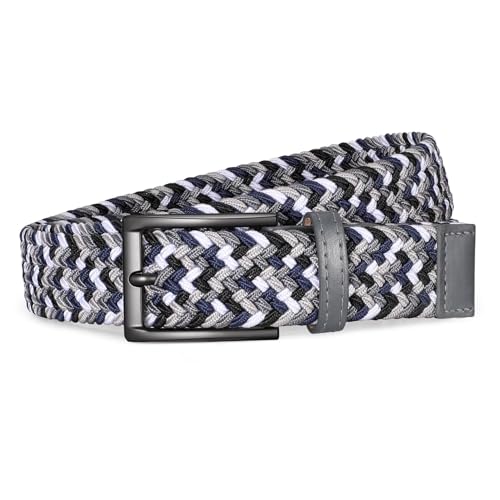 JASGOOD Mens Belt-Stretch Braided Woven Golf Belt for Men and Women Elastic Fabric Canvas Belts for Jeans Pants Shorts Casual Work Cloth Belt 1 3/8 Multicolored