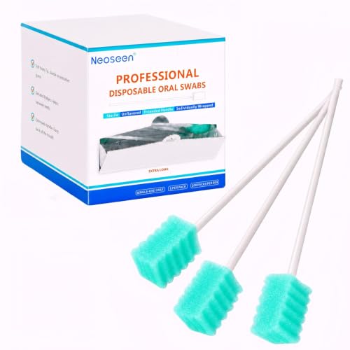 Oral Swabs Disposable 200 Count, 6-Inch Long Handle Soft Sponge Mouth Swabs