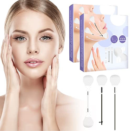 ASFINS Hilos tensores faciales reabsorbentes, Hilos tensores faciales invisibles V face sticker, Face Lift Sticker, Reafirmante Face Lifter Tape Shaping Patch 2 cajas (80 piezas) Cover
