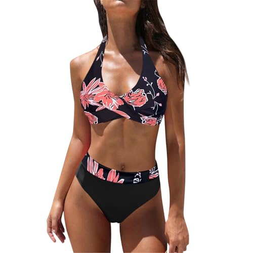 Conjunto Bikini Mujer Bikini Talla Grande Mujer Trajes de Baño para de Piezas Talle Conjuntos Frontal Envolvente con Bloques Color Bikinis Reductores con (Red M)