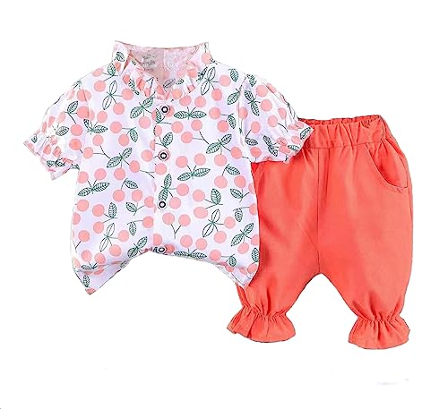 Image of Bold N Elegant Floral Embroidered Cotton Sleeveless Ruffle Top and Shorts Clothing Set for Infant Toddler Baby Girl
