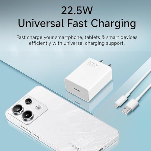 Image of 22.5W Ultra Fast Speed Charger with USB-C Cable for Xiaomi Mi Smartphones, Quick Charge 3.0 Power Adapter for Redmi Note Series, Poco, Mi, Type C Devices, Power Delivery, White