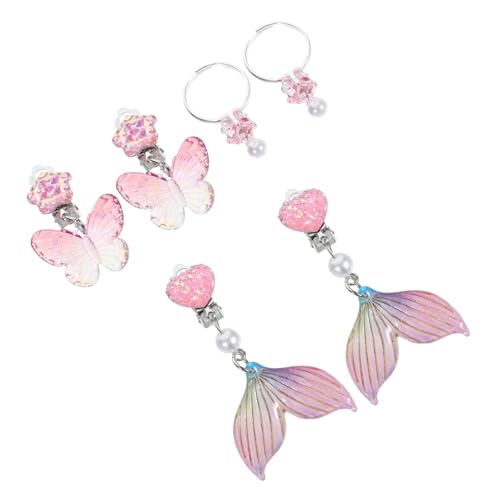HANABASS Clip on Earrings for Girls 3 Pack Mermaid Earring Set Party Everyday Wear