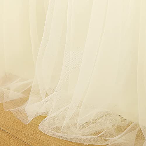 image for Suppromo Ivory Tulle Table Skirts for Rectangle Tables or Round Tables