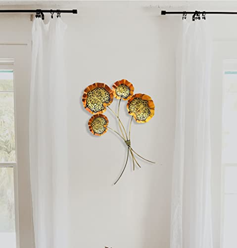 Image of Indian Handicrafts Solutions, AjmeriHandikart Abstract Metal Wall Art Bouquet | 28x18 Inch Copper & Gold Lotus /Lily Pad Sculpture | Modern 3D Handcrafted Decor for Living Room, Entryway, and Gifting , Rajasthan, India