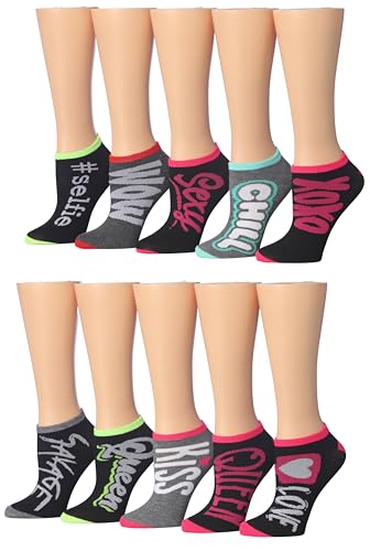 Image of Tipi Toe Women's 10 Pairs Lightweight Colorful Socks - Fun Low Cut Patterns for All-Day Comfort and Easy Everyday Style