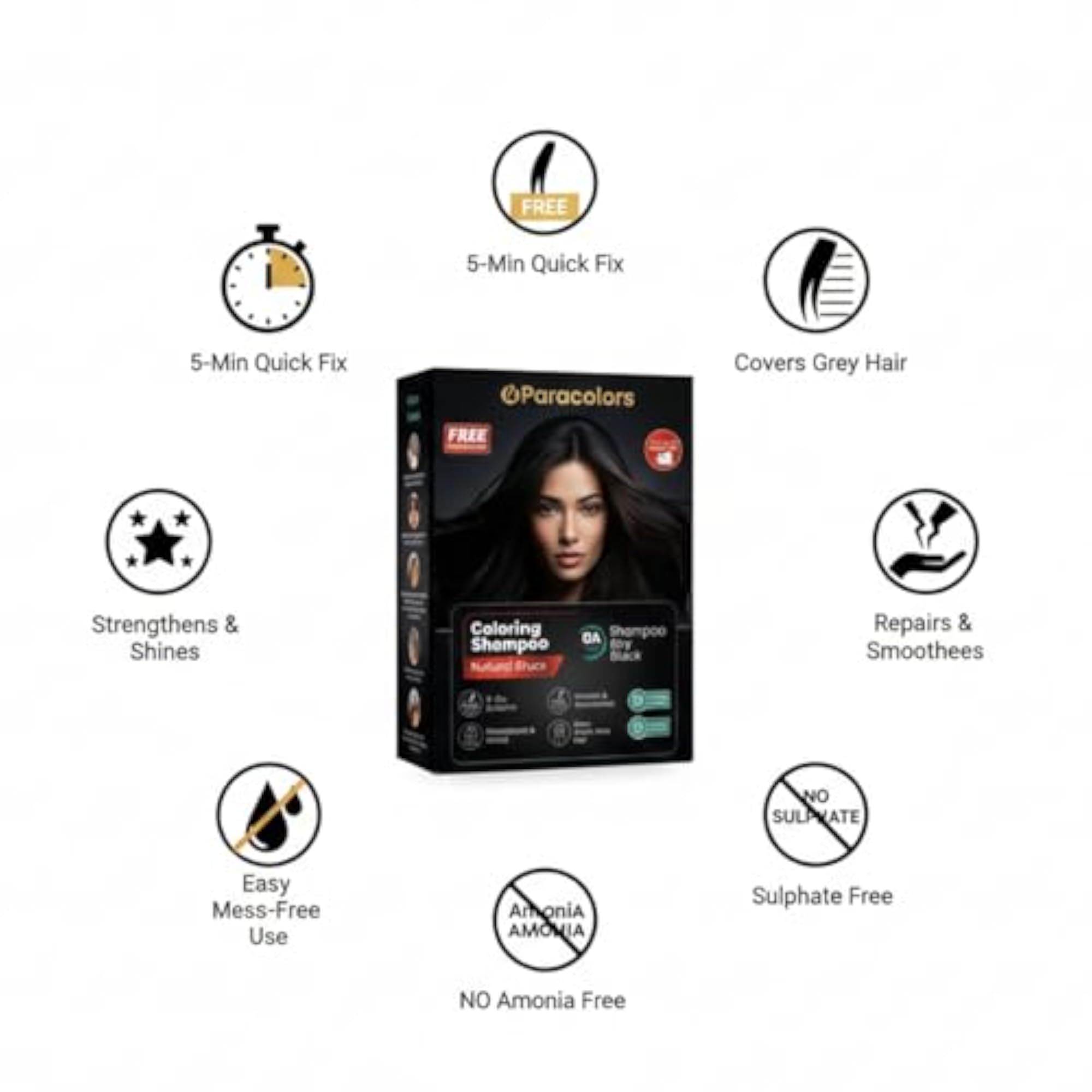 Natural Black Coloring Shampoo, Quick Fix, Gift for Her