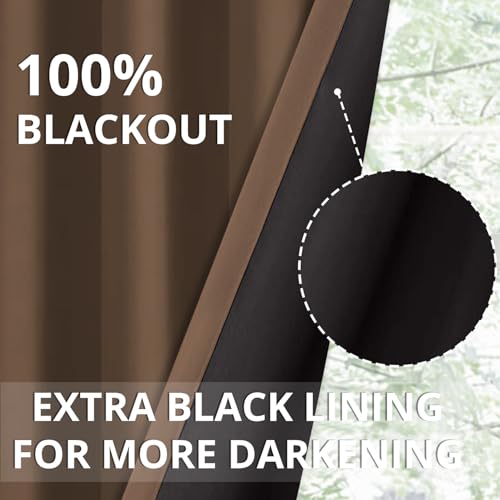 Image of Cloth Fusion 100% Blackout Window Curtains 5 Feet Long Set of 2 with Blackout Lining, Double Layer Room Darkening Parda with Stainless Steel Grommets for Home Decor (5x4 Feet, Copper Brown)