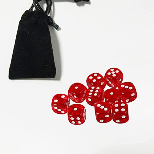 Yourandoll 10 STÜCKE Polyedrische Würfel D6 Würfel 16mm Acryl Dice Spielwürfel for DND RPG Dungeons & Dragons Tischspiele (Rot)