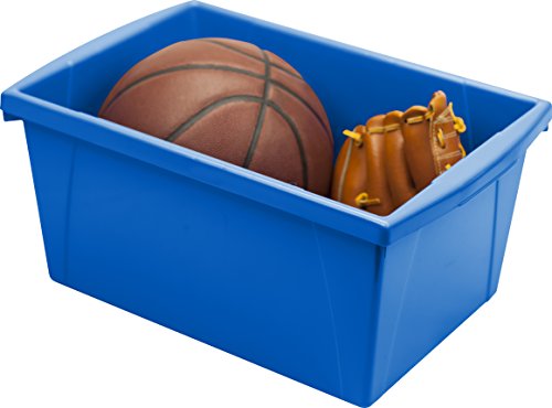Image of Storex 5.5 Gallon Storage Bin - Plastic Classroom Organizer for Books and Supplies, Blue, 1-Pack (61482C06C)