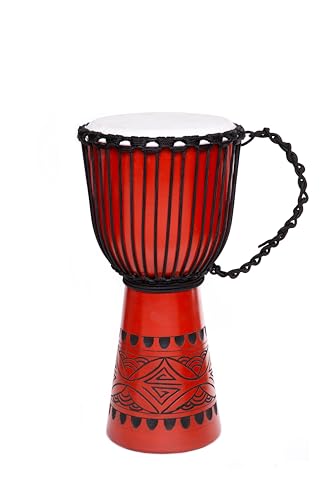 Djembe Trommel 50cm aus Holz Afrikanische Handtrommel mit Ziegenfell Percussion Instrument für Erwachsene