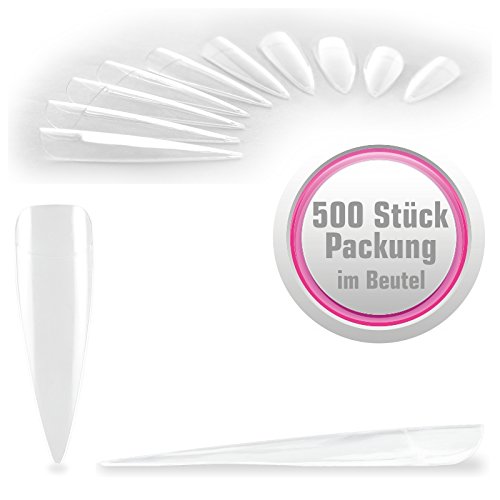500 Stück Stiletto TYP II Nageltips klar mit Anklebefläche (ABS-Formel) - je 50 Stück in 10 Größen im Nachfüllbeutel – Bild 4