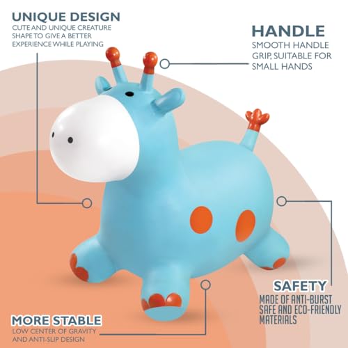 Image of Amazon Brand - Jam & Honey Jumping, Riding & Bouncing Giraffe Hopper for Kids I Fun Bouncy Ride I Indoor & Outdoor Activity Toy I Best for Kids 2 Years +| Multicolour