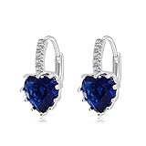 Greewen Zircon Earrings European and American Fashion Zircon Heart Earrings Jewelry Gold Dark Blue irconium