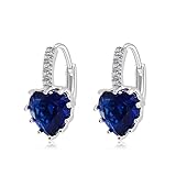 Greewen Zircon Earrings European and American Fashion Zircon Heart Earrings Jewelry Gold Dark Blue irconium