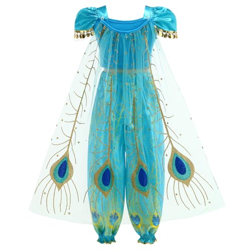 Rosadage Princess Jasmine Costume For Girls Halloween Dress Up Outfit With Headband thumb #2