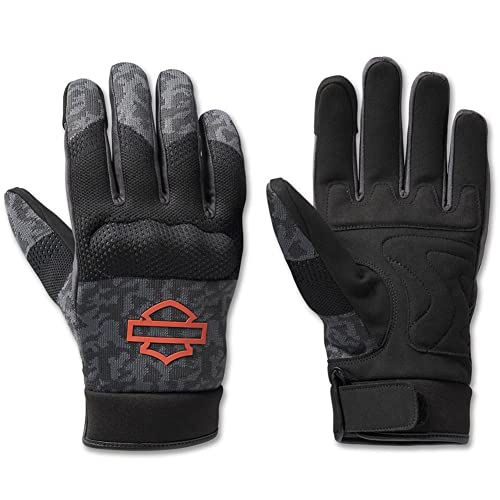 Harley-Davidson Dyna - Guanti in tessuto, taglia L, colore: Nero/Grigio