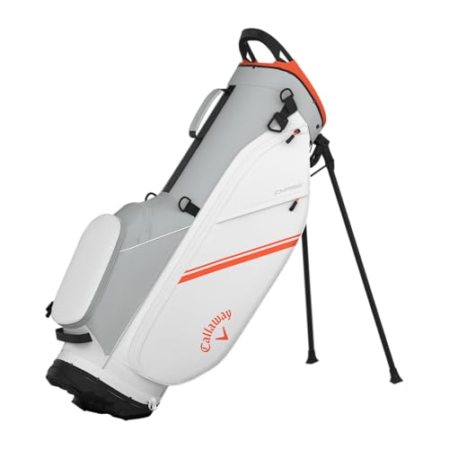 Callaway Golf Chase - Bolsa Ligera con Soporte, 2025, Blanco/Plateado/Naranja