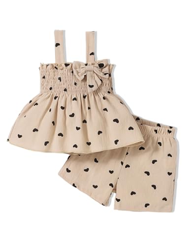 Image of Toddler Girl Clothes Baby Girl Summer Outfits Ruffle Sleeveless Shirts Tops Shorts Set for Girl Clothing
