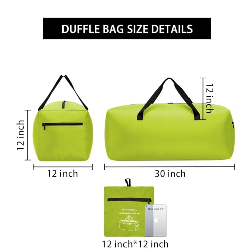 Image of Foldable Duffel Bag 30 inch / 75L Lightweight with Water Rresistant for Travel, Light Green, 30 inch, Foldable Travel Duffel Bag