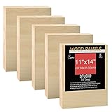 Unfinished Birch Wood Boards Canvas for Painting, 5 Packs 3/4’’ Deep Cupohus 11’’ x 14’’ Wooden Cradled Panels for Pouring Art, Crfats, Paints and More