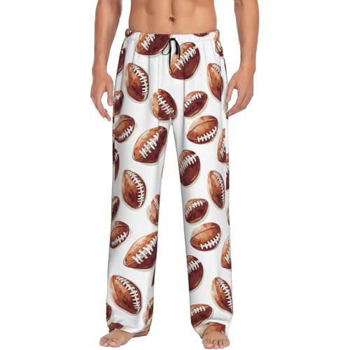 Mens Pajama Pants - Realistic Football Print Soft Sleep Lounge Pants For Men, Casual Pj Bottoms With Pockets4
