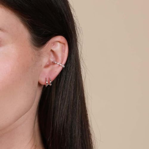 Image of Obidos 14K Gold Plated Illusion Stud Earrings for Women | Triple Huggie Hoop Earrings for One Hole| Trendy Simple Hypoallergenic Fashion Accessories Gold Jewelry Gifts for Womens