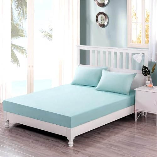 Tache Cotton Blue Fitted Sheet and Pillowcase -...