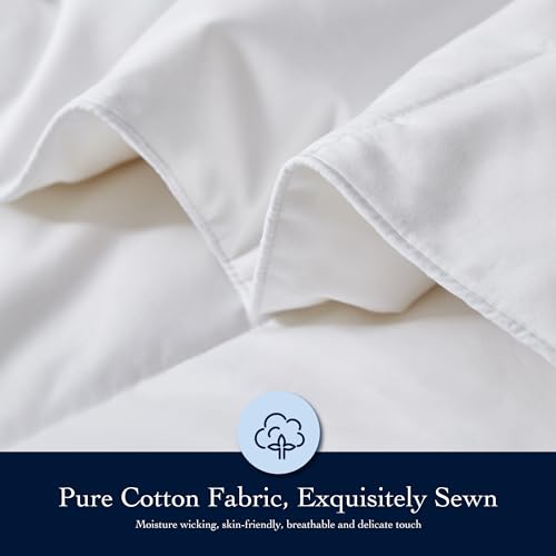 Image of Serta Down Fiber Comforter Twin Size-Lightweight Duvet Insert, Luxury Fluffy Bed Comforter 100% Cotton 300 Thread Count Shell, Down Feather Fiber 500 Fill Power with Corner Taps, White 68x90inch