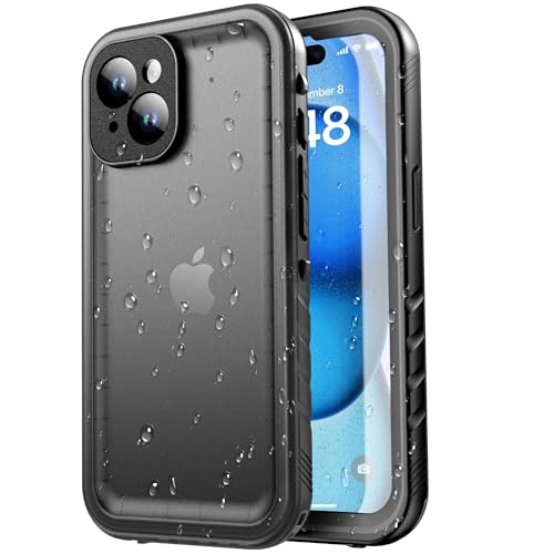 SPORTLINK for iPhone 15 Case IP68 Waterproof Military Protective Full Body Heavy Duty Shockproof 360 Sealed Dustproof with Camera Screen Protector Cover for i Phone 15 6.1 Black