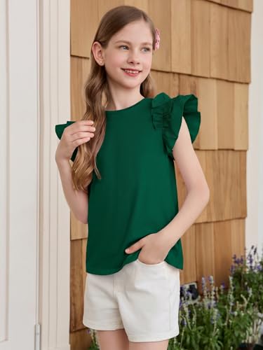 Image of Haloumoning Girls T Shirts Double Layer Ruffle Short Sleeve Kids Summer Crewneck Tunic Tee Tops 5-14 Years