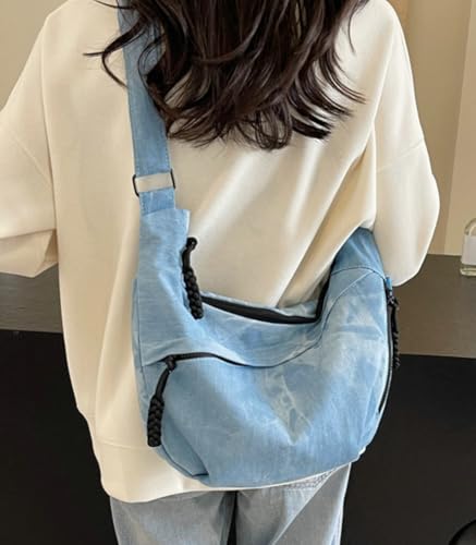 Denim Crescent Crossbody Bags for Women Jean Canvas Tote Purse Casual Shoulder Bag Dumpling Handbags Slouchy Sling Bag2