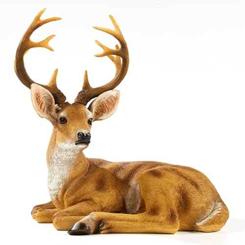 JHVYF Adorable Deer Statue Decor for Garden Yard Buck & Doe Lying Outdoor Sculptures for Home Decor 312