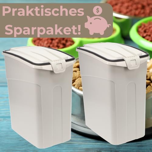 GarPet 2er Set Futtertonne Luftdicht mit Deckel Futtertonne Hund Katze Hundefutter Trockenfutter Aufbewahrung Futterbox Hund Hundefutter Box 13 L