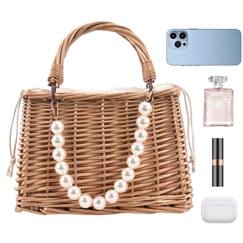 Sac en osier grand fourre-tout tressé pour lunettes et maquillage