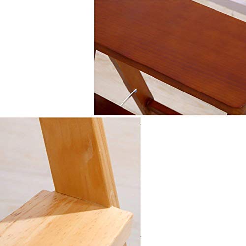 Escalera plegable de madera maciza con función de taburete multifunción 4
