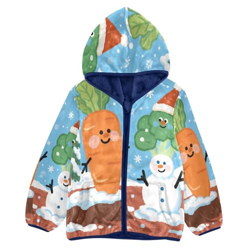Winter Vegetables in Festive Toddler Fleece Jacket Girl Boys Hooded Fleece Jacket Coat Warm Outwear Zip-up 3-10T