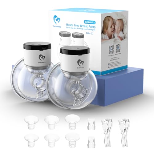 Bellababy Wearable Breast Pump, Portable Wireless Wearable Breast Pump with Touchscreen LCD Display 4 Modes & 6 Levels, (Extra Insert Size:17mm,19mm,21mm)